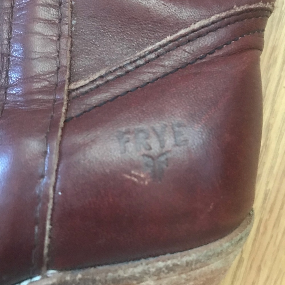 Frye Women's Brown Leather Western Heeled Boots - Picture 6 of 8